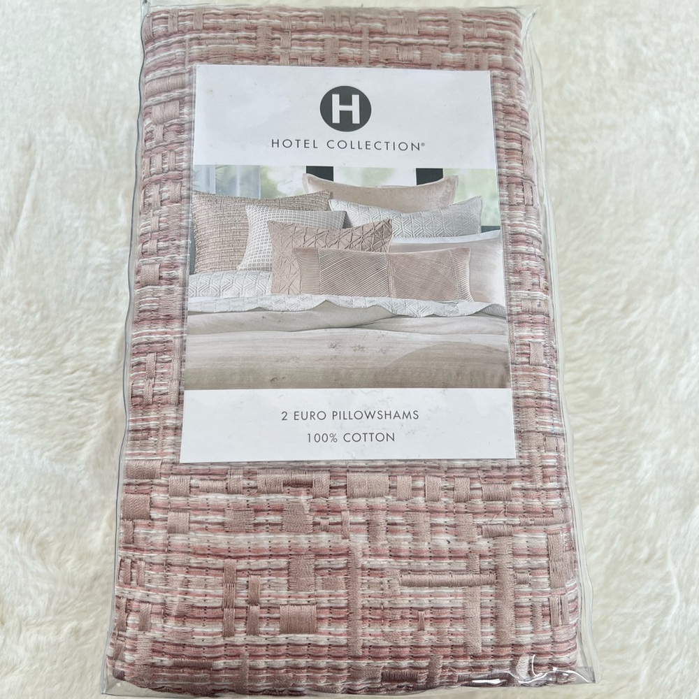 Hotel Collection Woodrose Light Pink Embroidered (2) EURO Shams Set